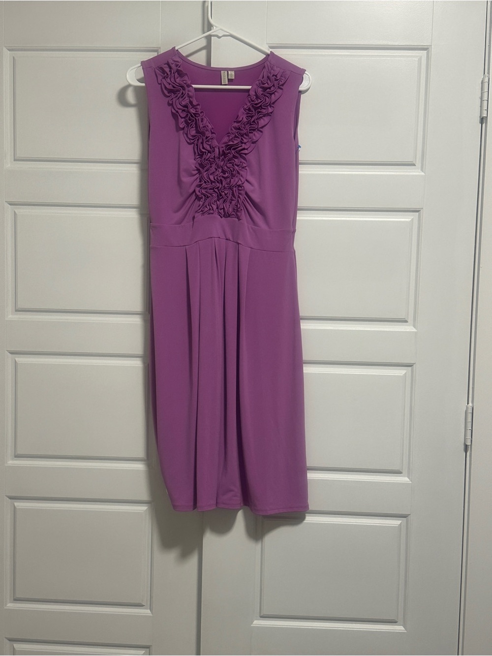 Madison Purple Ruffle V-Neck Sleeveless Dress